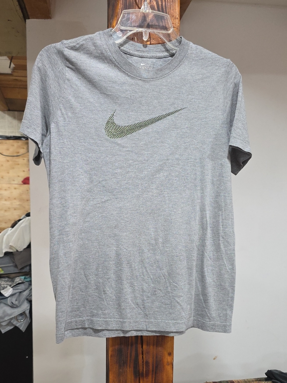 Nike Grey Short Sleeve Tee with Textured Swoosh